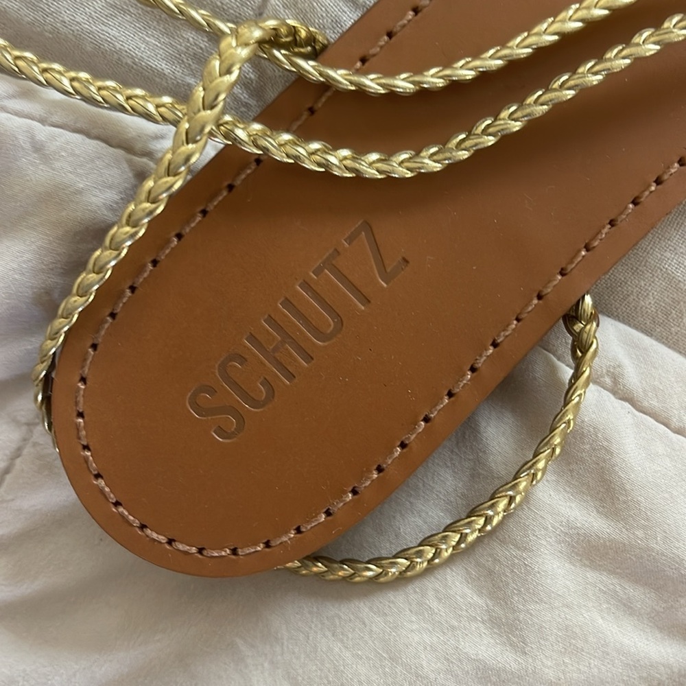 Schutz Adele Metallic Leather Sandals - image 2